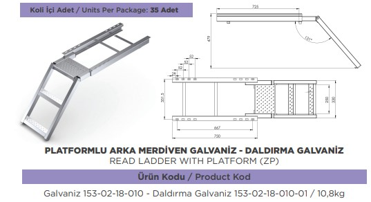 MERDIVEN DORSE ARKA 2 BASAMAK LI PLATFORMLU GALVENIZ